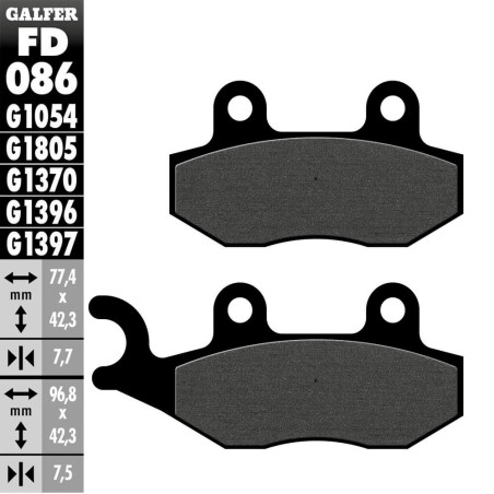 PASTILLAS FRENO GALFER FD086 G1054 SEMI METAL