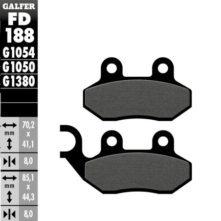 PASTILLAS FRENO GALFER FD188 G1054 SEMI METAL